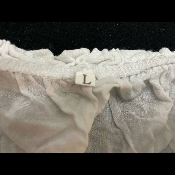 Boho bell sleeve lace crop top cream Sz Large L - Picture 2 of 3